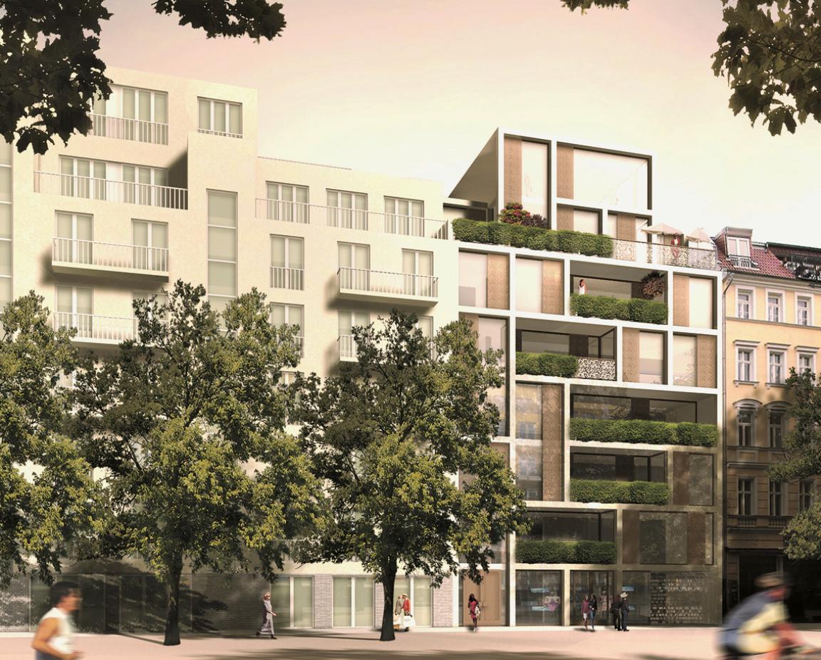 Kollwitzstraße Projekt R fl x im Rohbau Der Bau steht in der Flucht